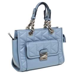 Pre Owned Karl Lagerfeld Blue Quilted Leather K/Kuilted Tote