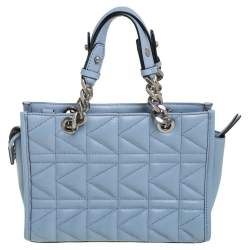 Pre Owned Karl Lagerfeld Blue Quilted Leather K/Kuilted Tote