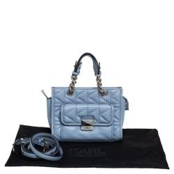 Pre Owned Karl Lagerfeld Blue Quilted Leather K/Kuilted Tote