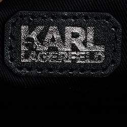 Karl Lagerfeld Black Leather Medium K/Signature Shoulder Bag