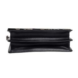 Karl Lagerfeld Black Leather Medium K/Signature Shoulder Bag