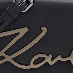 Karl Lagerfeld Black Leather Medium K/Signature Shoulder Bag