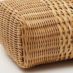 Karl Lagerfeld Black Rattan And Leather K/Autograph Wicker Picnic Crossbody Bag