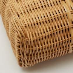Karl Lagerfeld Black Rattan And Leather K/Autograph Wicker Picnic Crossbody Bag
