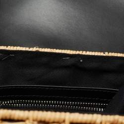 Karl Lagerfeld Black Rattan And Leather K/Autograph Wicker Picnic Crossbody Bag