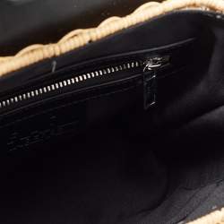 Karl Lagerfeld Black Rattan And Leather K/Autograph Wicker Picnic Crossbody Bag