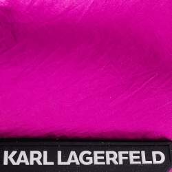 Pre Owned Karl Lagerfeld Metallic Pink Fabric K/Ikonik Bucket Bag