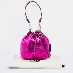Pre Owned Karl Lagerfeld Metallic Pink Fabric K/Ikonik Bucket Bag