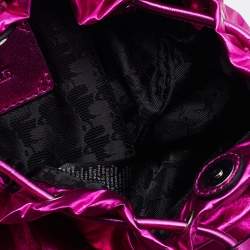 Pre Owned Karl Lagerfeld Metallic Pink Fabric K/Ikonik Bucket Bag