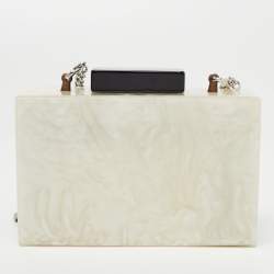 Karl Lagerfeld Black/Silver Marble Effect Glitter Star Chain Box Clutch