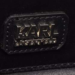 Karl Lagerfeld Black/Silver Marble Effect Glitter Star Chain Box Clutch