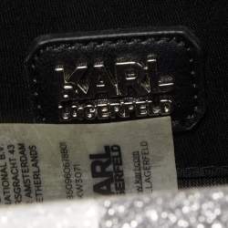 Pre Owned Karl Lagerfeld Multicolor Glitter Acrylic Minaudiere K/Jet Boarding Pass Chain Clutch