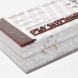 Pre Owned Karl Lagerfeld Multicolor Glitter Acrylic Minaudiere K/Jet Boarding Pass Chain Clutch