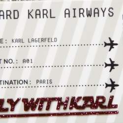 Pre Owned Karl Lagerfeld Multicolor Glitter Acrylic Minaudiere K/Jet Boarding Pass Chain Clutch
