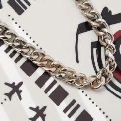 Pre Owned Karl Lagerfeld Multicolor Glitter Acrylic Minaudiere K/Jet Boarding Pass Chain Clutch