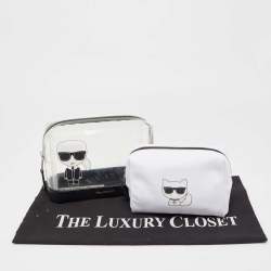 Pre Owned Karl Lagerfeld Black/Clear PVC Karlito Print Cosmetic Pouch
