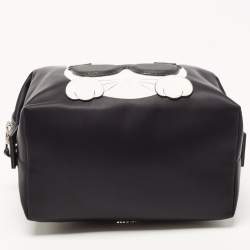Pre Owned Karl Lagerfeld Black Nylon and Leather K/Ikonik Choupette Cosmetic Pouch