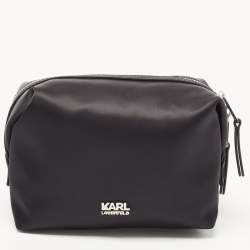 Pre Owned Karl Lagerfeld Black Nylon and Leather K/Ikonik Choupette Cosmetic Pouch