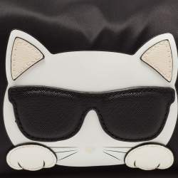 Pre Owned Karl Lagerfeld Black Nylon and Leather K/Ikonik Choupette Cosmetic Pouch