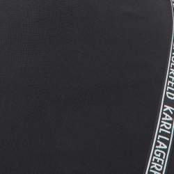 Pre Owned Karl Lagerfeld Black Logo Lace Trimmed Tank Dress S