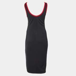 Pre Owned Karl Lagerfeld Black Logo Lace Trimmed Tank Dress S