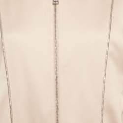 Pre Owned Karl Lagerfeld Pink Satin Zip-Up Blouse M