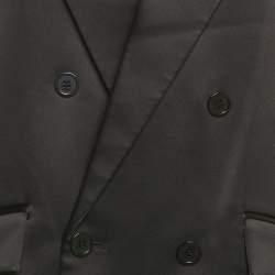 Pre Owned Karl Lagerfeld Black Satin Pleats Detail Tailored Gilet M