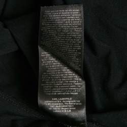 Pre Owned Karl Lagerfeld Black Ikonik Rhinestone Embellished Cotton T-Shirt L 