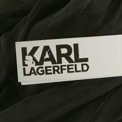 مملوكة مسبقًا معطف كارل لاغرفيلد رمادي/وردي منقوش من الصوف مصمم حسب الطلب مقاس صغير (سمول)