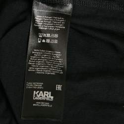 Pre Owned Karl Lagerfeld Black Bouclé Karl Profile Cotton T-Shirt XS