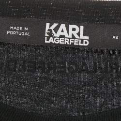 Pre Owned Karl Lagerfeld Black Bouclé Karl Profile Cotton T-Shirt XS