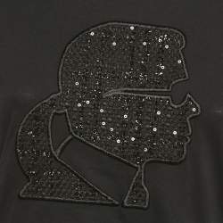 Pre Owned Karl Lagerfeld Black Bouclé Karl Profile Cotton T-Shirt XS