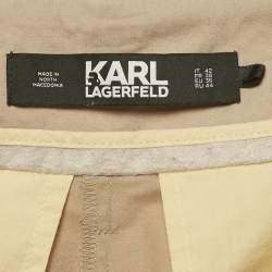 مملوكة مسبقًا بنطلون كارل لاغرفيلد قطن بيج داكن / أسود بخط جانبي على جانب الساق واسع مقاس متوسط