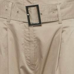 مملوكة مسبقًا بنطلون كارل لاغرفيلد قطن بيج داكن / أسود بخط جانبي على جانب الساق واسع مقاس متوسط