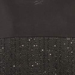 Pre Owned Karl Lengerfield Black Tweed and Cotton Hoodie L