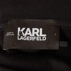 Pre Owned Karl Lengerfield Black Tweed and Cotton Hoodie L