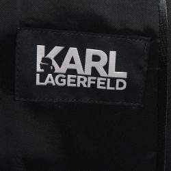 karl Lagerfeld Black Knit Satin Panel Single Breasted Blazer M