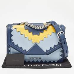 Karl Lagerfeld Tricolor Leather Zigzag K/Klassik Shoulder Bag