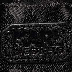 Karl Lagerfeld Black Leather Eyelet Cat Ear Pouch