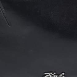 Karl Lagerfeld Black Leather Eyelet Cat Ear Pouch