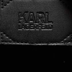 Karl Lagerfeld Black/White Canvas K/Signature Webbing Tote