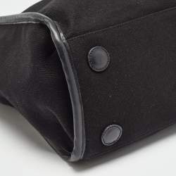Karl Lagerfeld Black/White Canvas K/Signature Webbing Tote