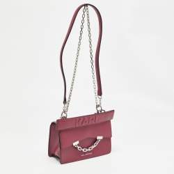 Karl Lagerfeld Burgundy Leather K/Karl Seven Top Handle Bag