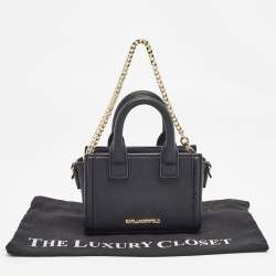 Karl Lagerfeld Black Saffiano Leather Micro K KLASSIK Tote