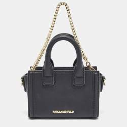 Karl Lagerfeld Black Saffiano Leather Micro K KLASSIK Tote