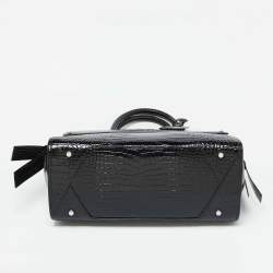 Karl Lagerfeld Black Croc Embossed Leather Tote