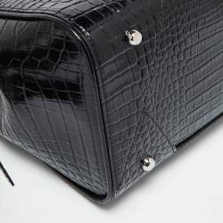 Karl Lagerfeld Black Croc Embossed Leather Tote