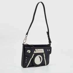 Karl Lagerfeld Black/White Faux Leather Camera Shoulder Bag