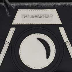 Karl Lagerfeld Black/White Faux Leather Camera Shoulder Bag