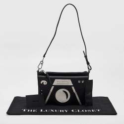 Karl Lagerfeld Black/White Faux Leather Camera Shoulder Bag